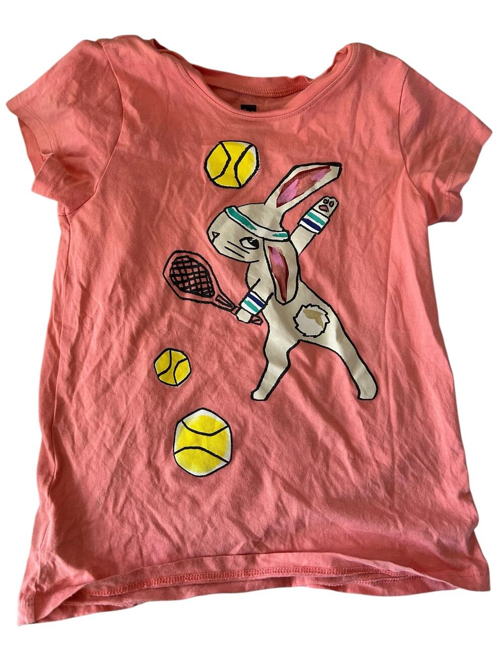 Tea Collection Peach Rabbit tennis shirt size6